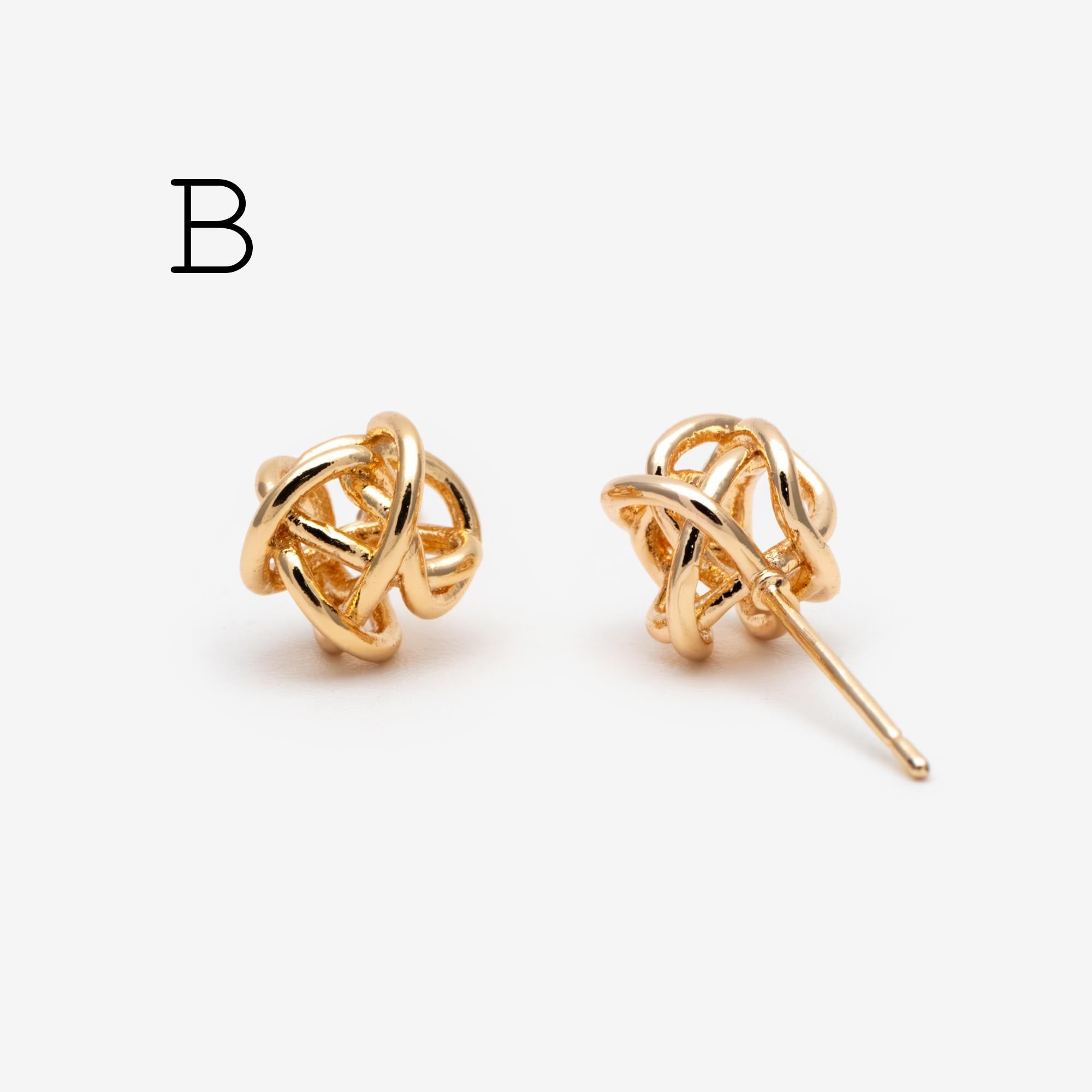 10pcs Gold Knot ear studs, Celtic knot earrings, Minimalist Stud Earrings (GB-4342)